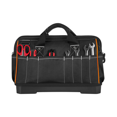 Sac à outils, 16,1 pouces, 33 grandes poches de rangement pour boîte à outils, boîte à outils avec base résistante à l'eau, fermeture à glissière, sac à outils à bandoulière réglable, pour hommes, femmes, père, fête des pères, mari
