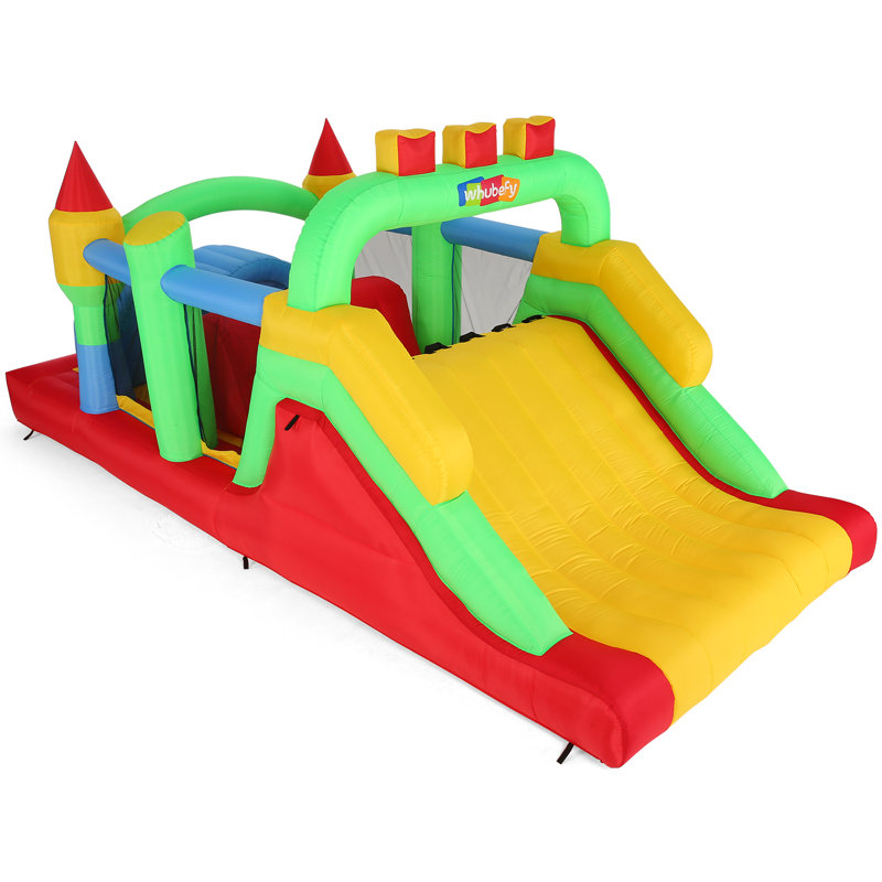 18'x8.2'x6.6' Kids Inflatable Obstacle Bounce House With Racing Slides,Dual Crawl Tunnels, Dual Climbing, Jumping