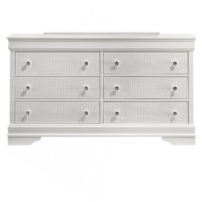 Commode à 6 tiroirs de style moderne en bois blanc (seulement commode)