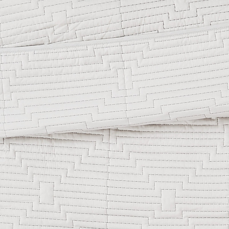 Ensemble de courtepointe FRYE, Courtepointe double / grand et 2 taies décorative, gris