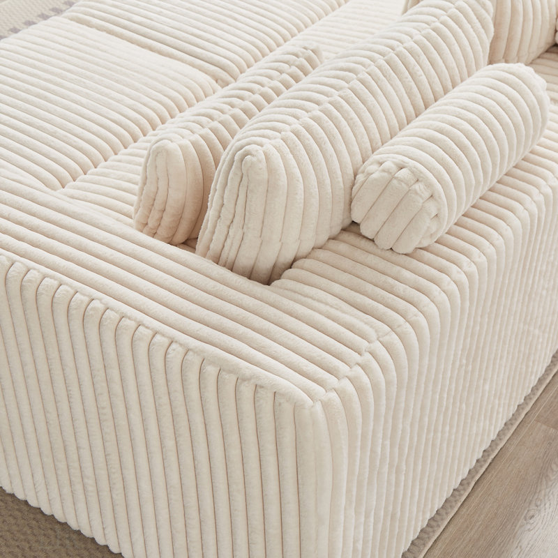 Méridienne surdimensionnée de 87 po sans assemblage, causeuse Cloud Plush, Velours côtelé beige