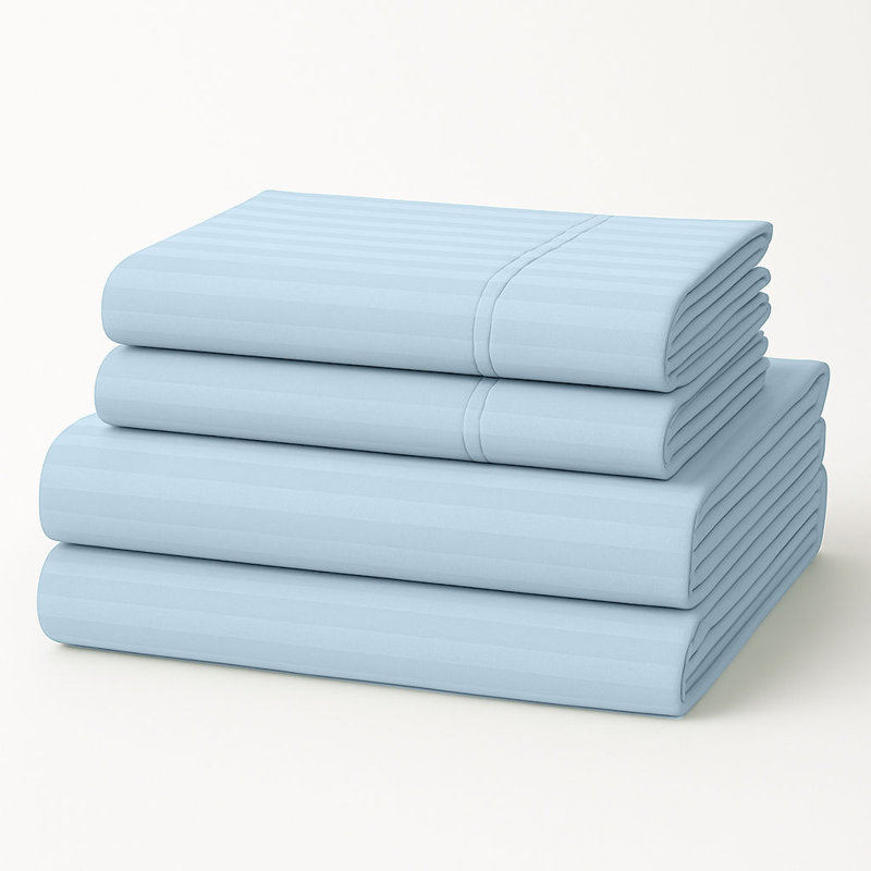 Milan Collection 1000 Thread Count 100% Cotton Sheet Set, Queen Sheet Set with 2 Pillowcases, Blue Stripe