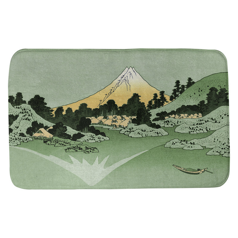 Tapis de salle de bain mt. fuji réfléchi dans lake kawaguchi Clair, l 21 po x L 34 po, Vert