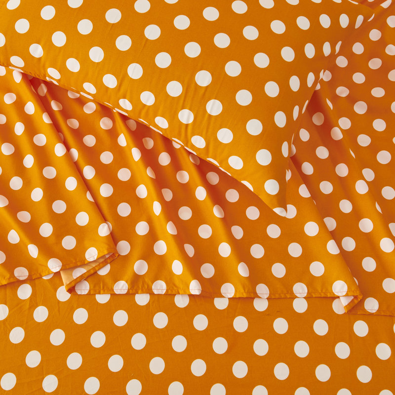 Twin Orange Polka Dot Microfiber Sheet Set
