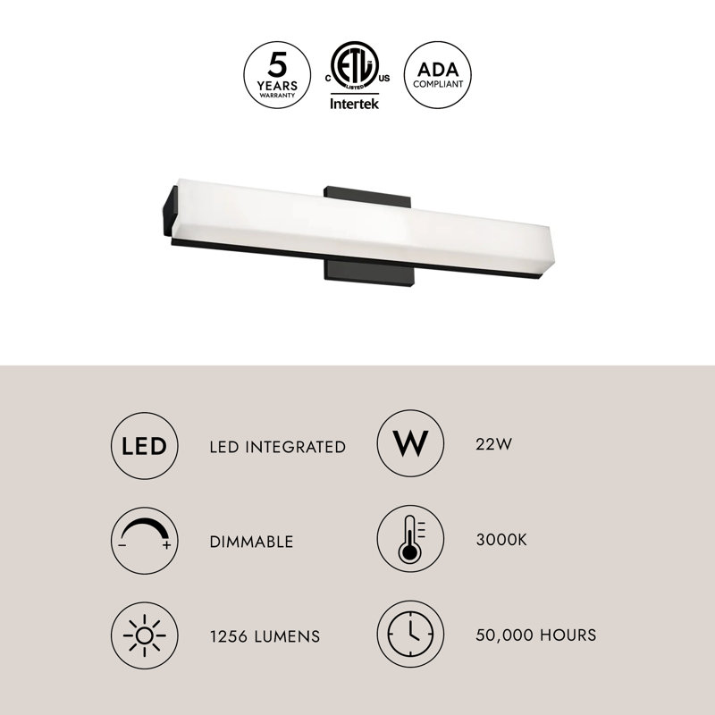1 - Light LED Bath Bar, Chrome