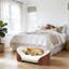 Lit pour chien ergonomique en bois massif avec rembourrage en mousse à mémoire de forme et conception surélevée-1119636070