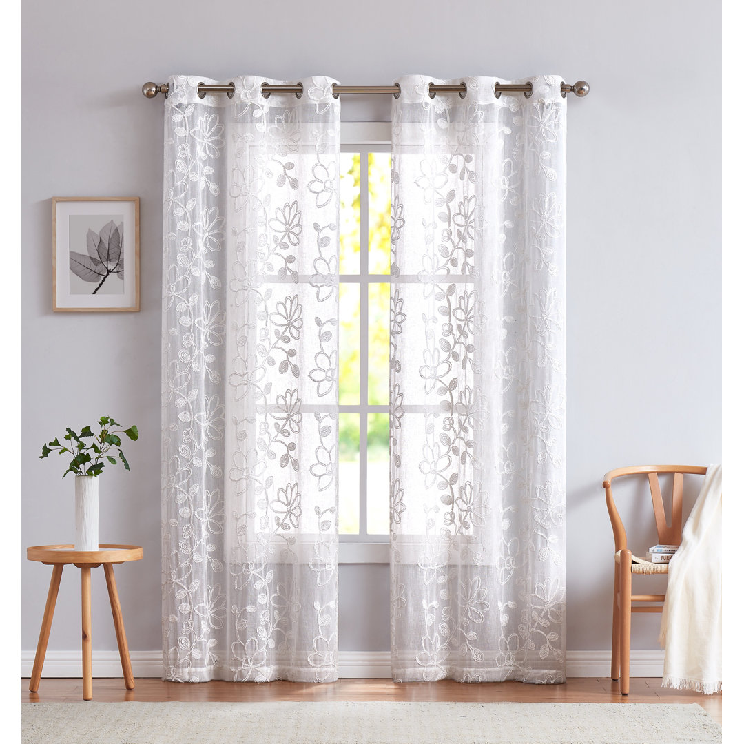 Carston Polyester Semi Sheer Curtain Pair (Set of 2) Winston Porter Curtain 