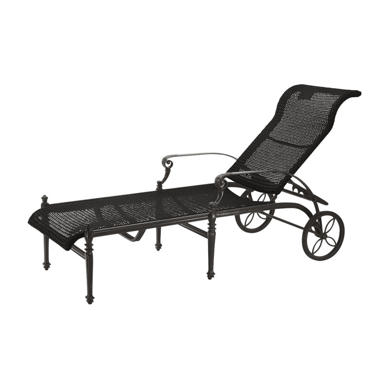 Grand Terrace Woven Chaise Lounge, Mahogany Wicker, Vintage