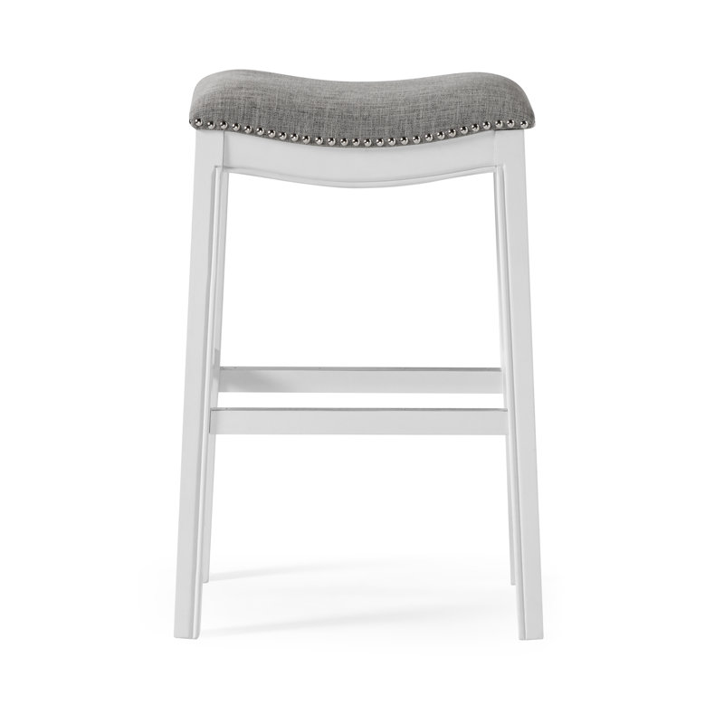 Tabouret de bar et de comptoir McGreevy, Siège gris / cadre blanc campagne délavé, 1