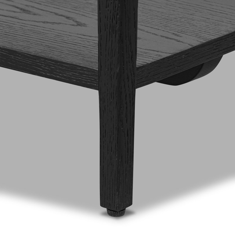 Rosenell Console Table-Natural Oak Veneer, Black Oak Veneer