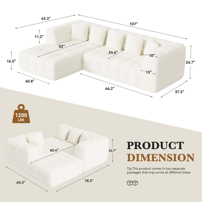Canapé modulaire Boneless Couch, Polyester beige