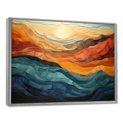 Paysage de montagnes corail bleu sarcelle audacieux - art mural montagne - vallée de Bold