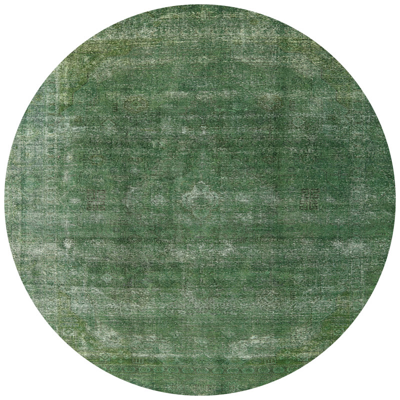 Tapis vert de style oriental, Rond 5 pi