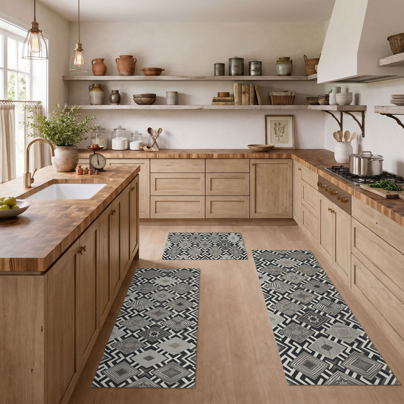 Geometric Pattern Non-Slip Washable Kitchen Mats