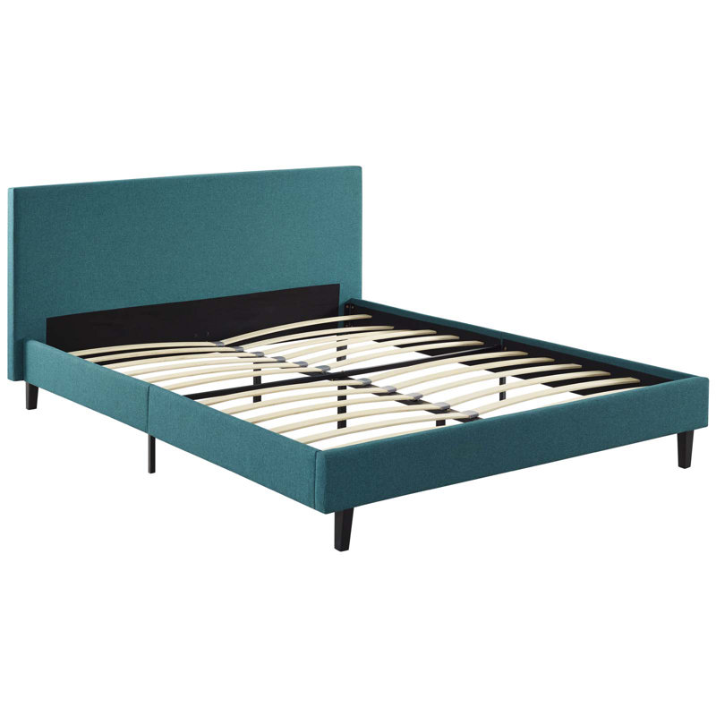 Modway Bed Frame, Full, Teal Plainweave