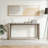 60 Inch Rectangular Solid Wood Veneer Console Table with Ample Storage, Ideal for Entryways and Living Rooms-1185602889