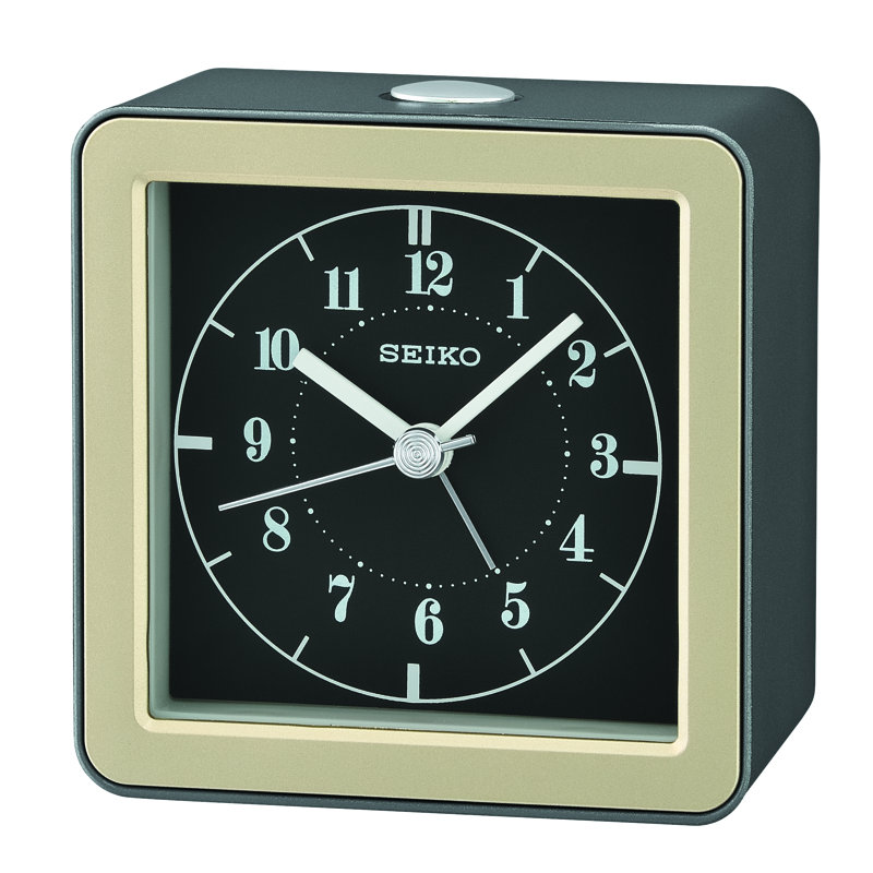 Seiko 3.54" Black and Gold Quartz Alarm Clock
