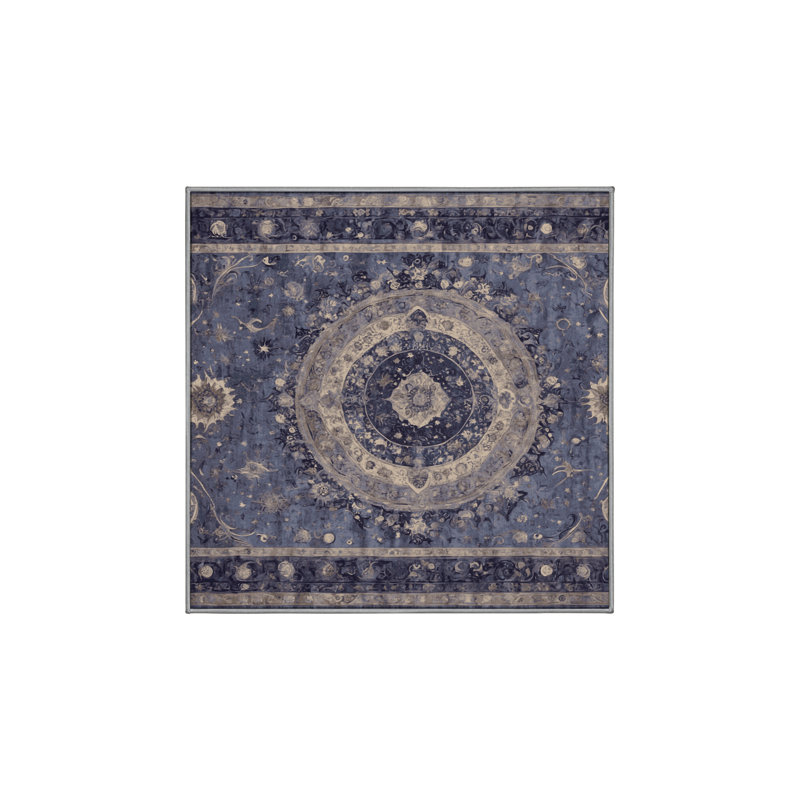 Machine Washable Purple Area Rug, Square 5'