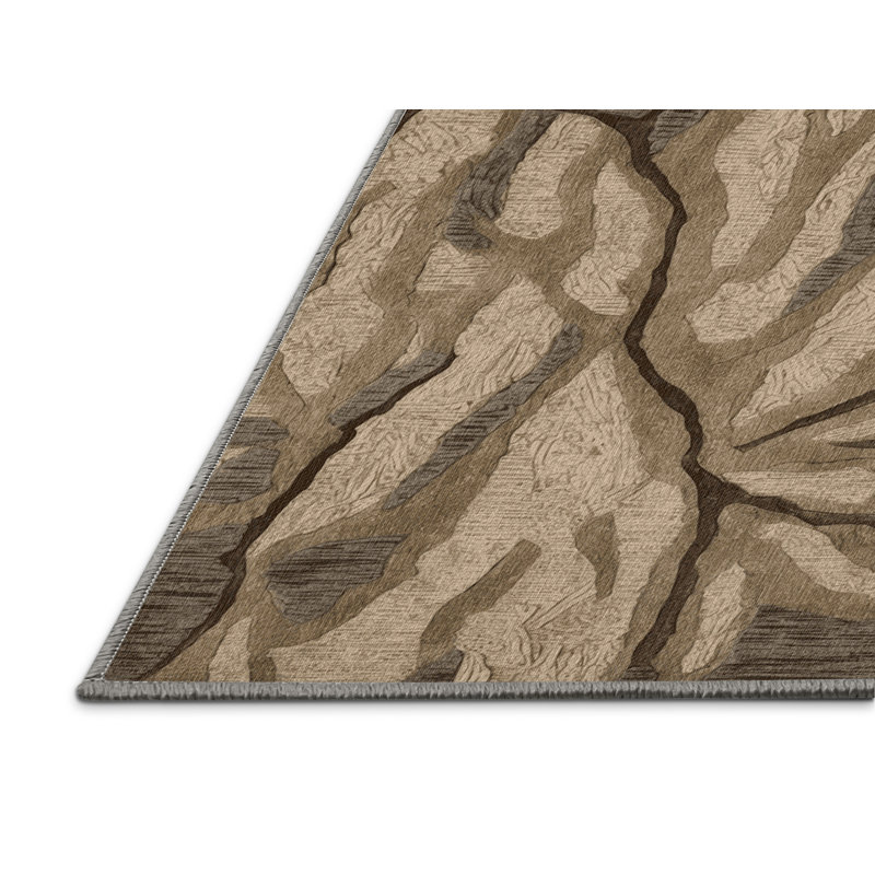 Machine Washable Nature Gray Area Rug, Round 5'