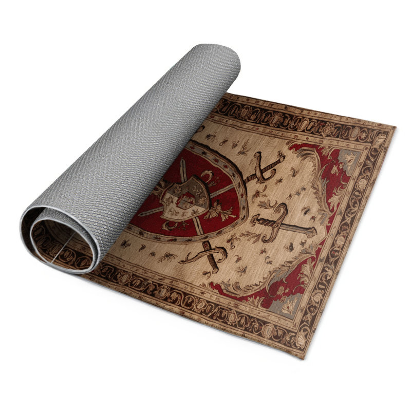 Tapis d'intérieur et d'extérieur brun français, Rectangle 4pi x 6 pi
