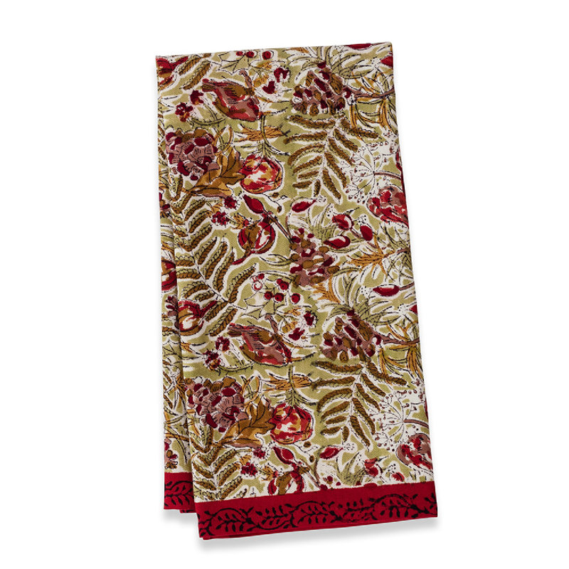 Winter Garden Wreath Floral Tea Towel