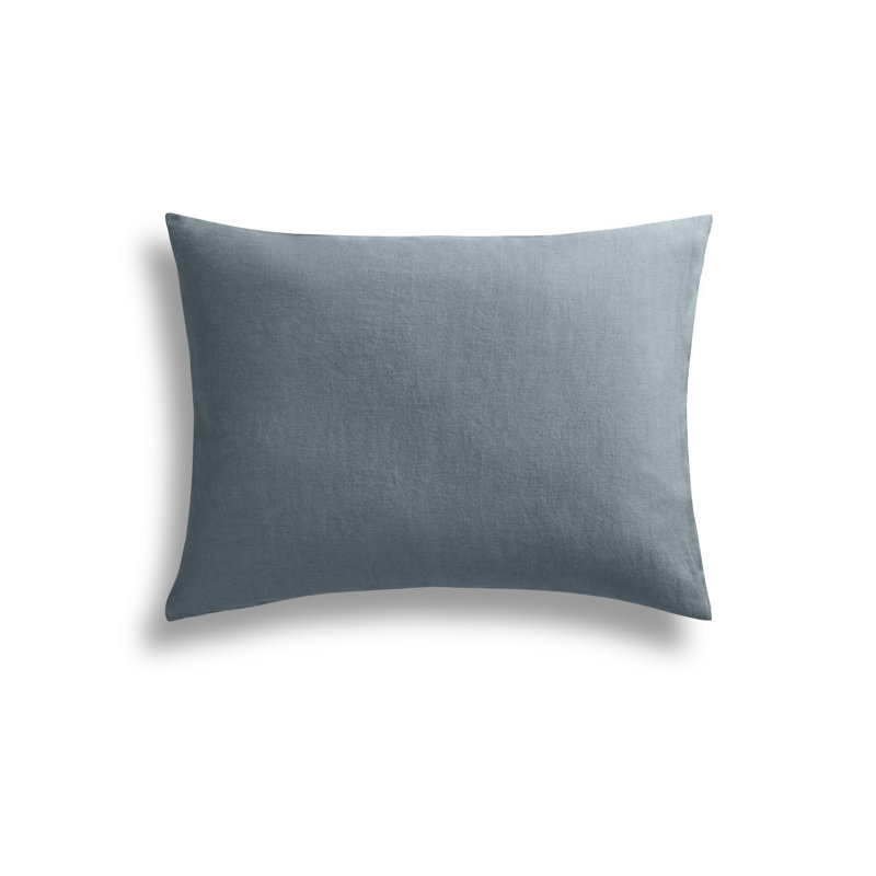 Stone Washed Linen Sheet Set, Twin Sheet Set + Fitted Sheet + 1 Pillowcase, Gray Blue