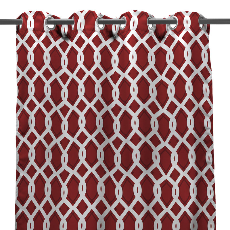 Solid 54" x 84" Grommet Semi-Sheer Outdoor Curtain Panel, Geometric Pompei, 54" W x 84" L
