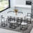 TOPMAX Modern 7-Piece Dining Table Set With Faux Marble Compact 55Inch Kitchen Table Set For 6-1316012647-1316012666