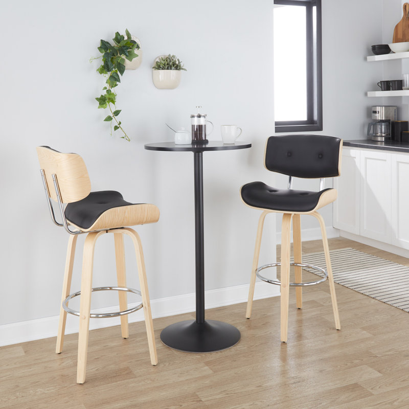 Swivel Upholstered Counter Stool, Black