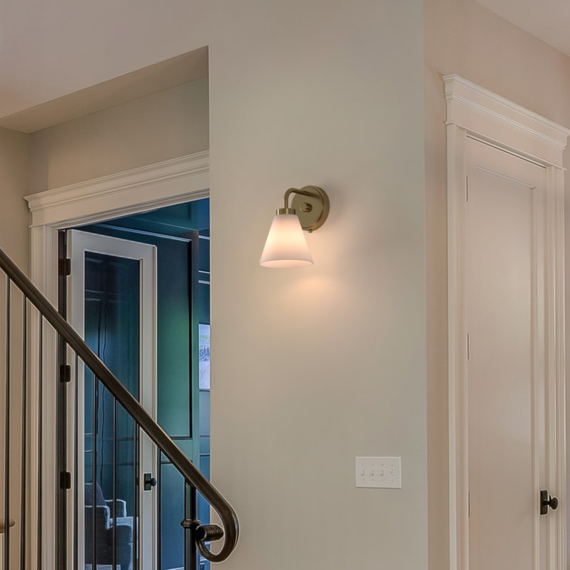 Wynridge Plug & Play 1-Light Wall Sconce in Transitional and Modern Style-9.25 Inches Tall and 6 Inches Wide, Satin Brass