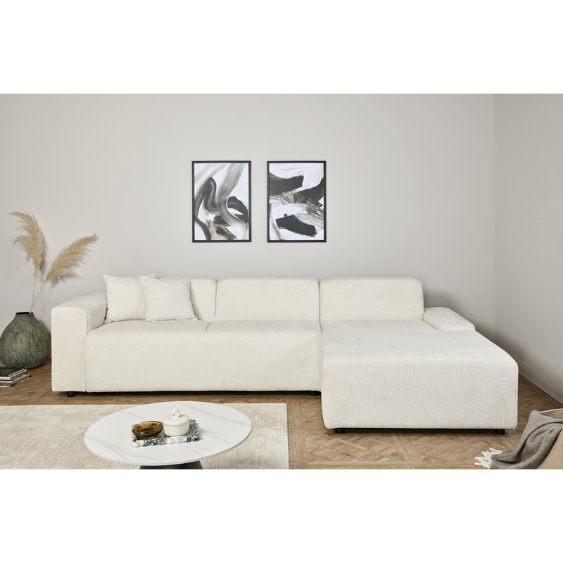 Charee 4 Seater Corner Sofa , Right Hand Facing, White Boucle