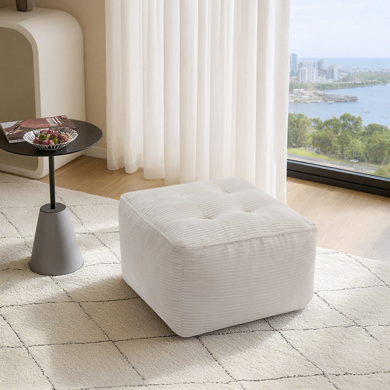 Repose-pieds en velours côtelé avec repose-pieds, Beige