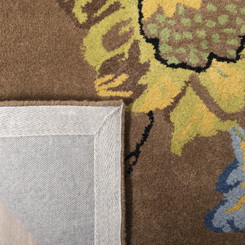 Tapis floral en laine et viscose touffeté à la main Soho, Rectangle 6 pi x 9 pi