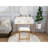 Vanity With Mirror, Stool, And Organizer Drawer, White Gold Aesthetic, Space Design, Table, 18.99 In Width, 53.61 Height Makeup Table 1 Finish, Modern For Small Spaces, Material, Wide, High