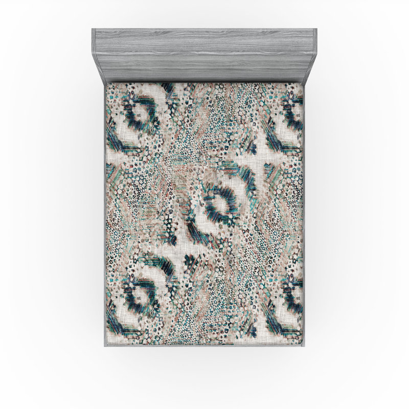 Drap-housse Ambesonne, Drap-housse de taille double, Bleu cadet, chocolat pâle