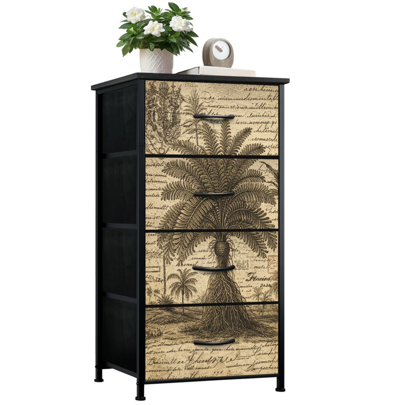Commode rustique pour chambre à coucher avec 4 tiroirs de rangement Tropical Vintage