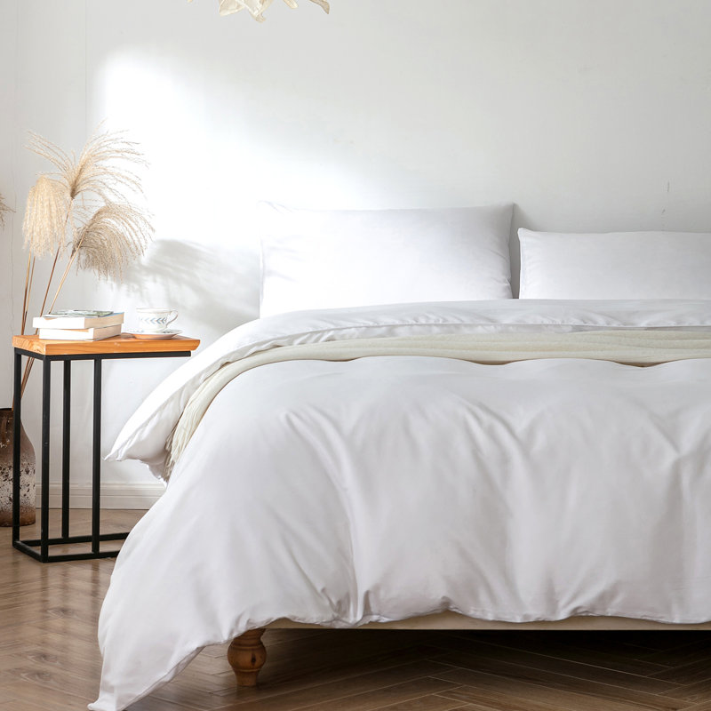 Duvet Cover Set Microfiber No Pattern Duvet Cover Set with Pillow Shams Included, Super King, White