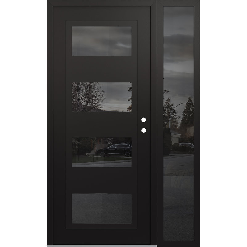Porte d'entrée avant pré-montée Sidelite, S'ouvre à gauche vers l'intérieur, Noir / noir / miroir, L 51,25 po x H 81,69 po