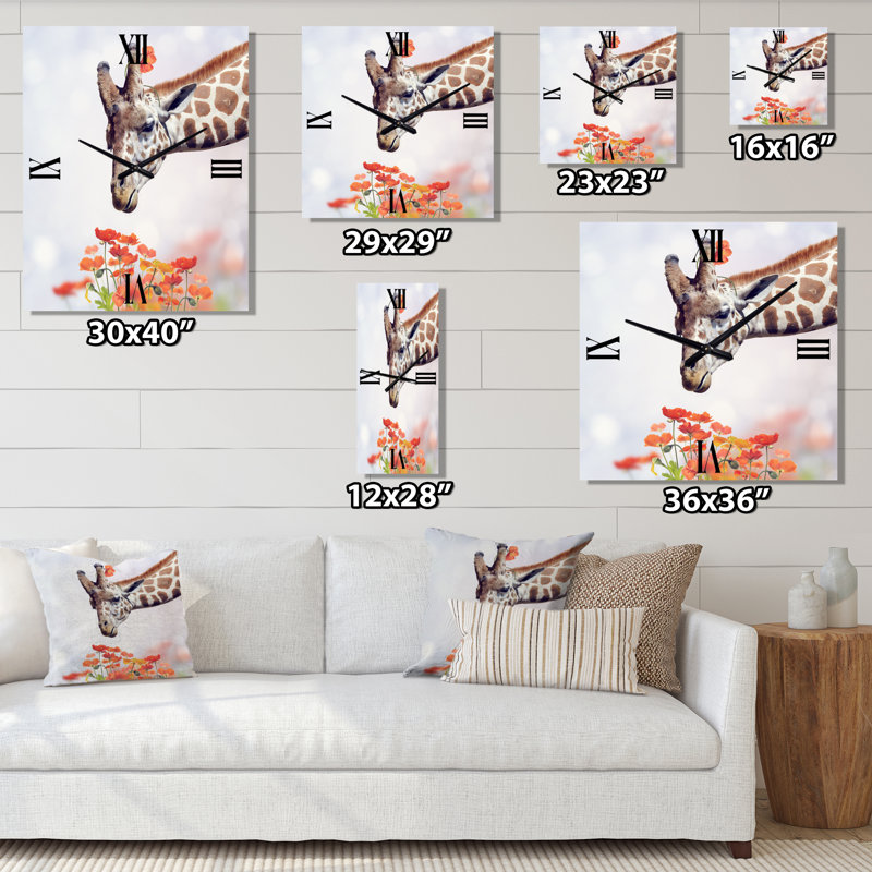 Portrait d'une girafe II - Horloge murale de ferme, Petit
