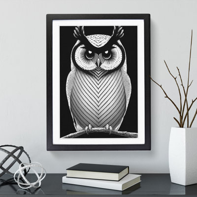 Owl in Monochrome - Framed Print