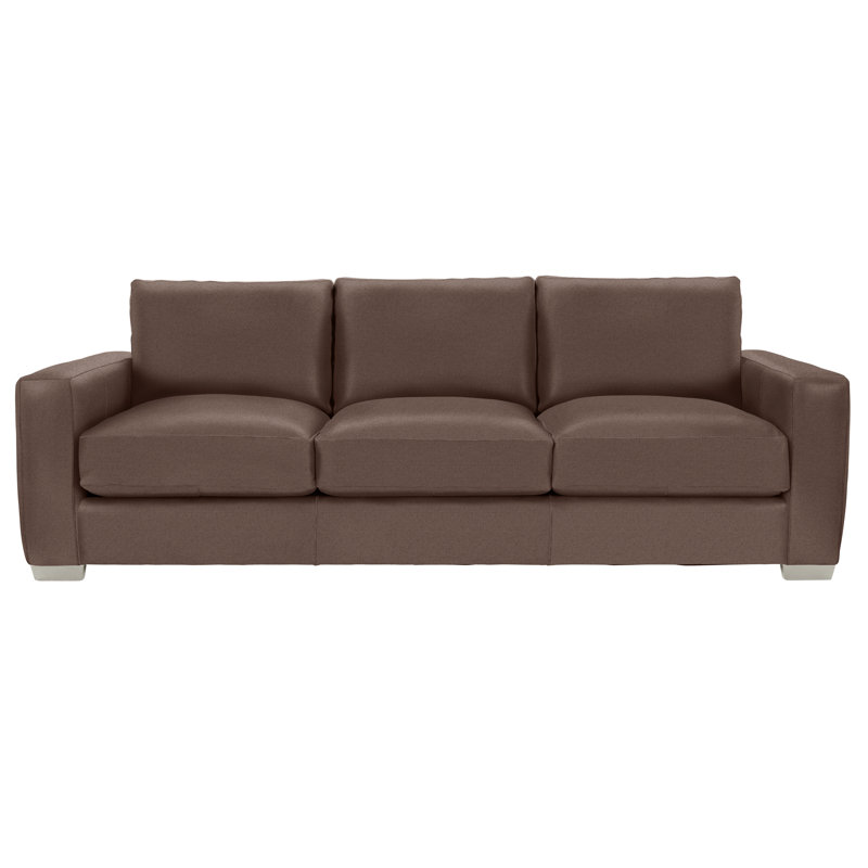Dawkins 94'' Genuine Leather Square Arm Sofa, Antique White, 361-012