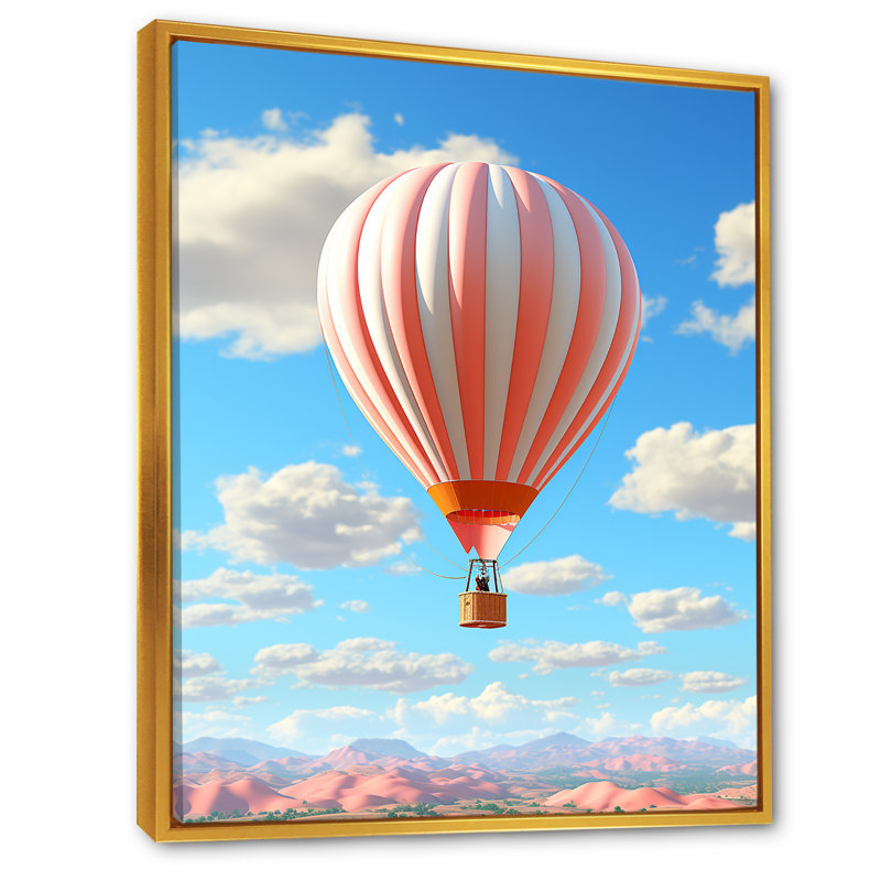 Vol en montgolfière et fantaisie, Cadre flottant doré, H 32 po x l 24 po x P 1 po