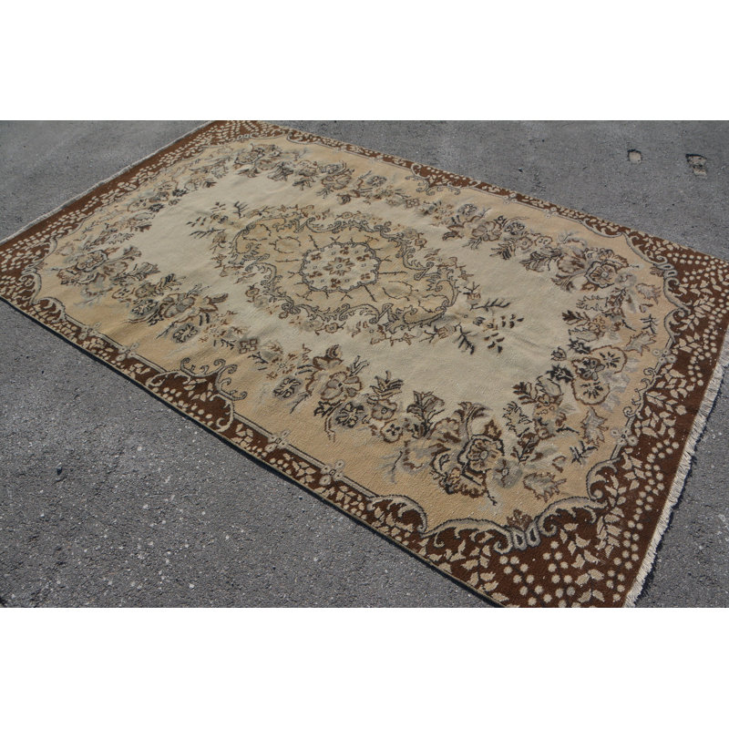 Tapis rétro, tapis Cool, tapis turc, grands tapis de 5,8 x 9,2 pi, tapis Oushak beiges, tapis de luxe, tapis Boho