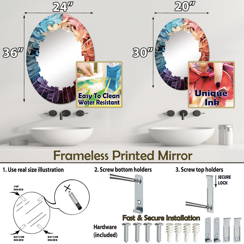 Citrina - Miroir mural moderne ovale, 30 po x 20 po