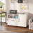 Mobile Lateral Filing Cabinet with Charging Station and Locking Drawer, Printer Stand with Open Storage Shelf with Wheels, for Letter/A4/Legal Size Files, White