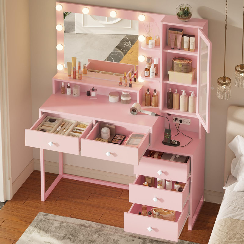Meuble-lavabo simple Dufault, Rose / rose