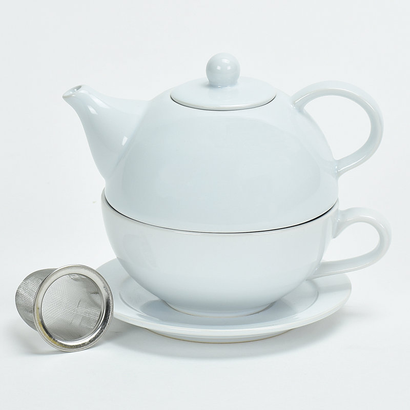 Service à thé 3 pièces Rashud Infuser, Blanc