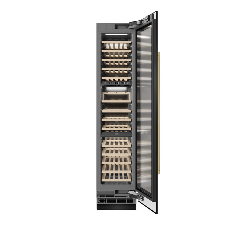 ZLINE Autograph 18 in. Black Stainless 68 Bottle Left Hinge Column Wine Cooler with Gold Accents, Left Handed, Bronze