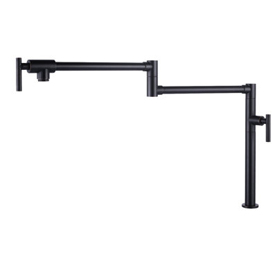 Deck Mounted Brass Pot Filler Kitchen Faucet with Double Handle and Joint Swing Arm