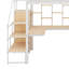 Lit mezzanine double en métal avec escalier de rangement et garde-robe, bureau intégré et tablettes de rangement-107568424